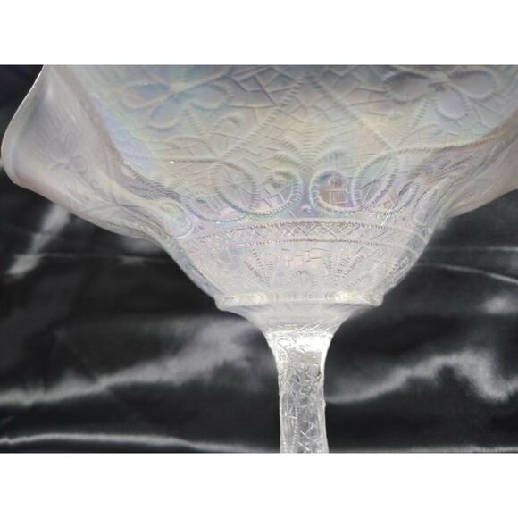 Antique Northwood Hearts and Flowers Iridescent Carnival Pedestal Compote Dish - Picture 6 of 10
